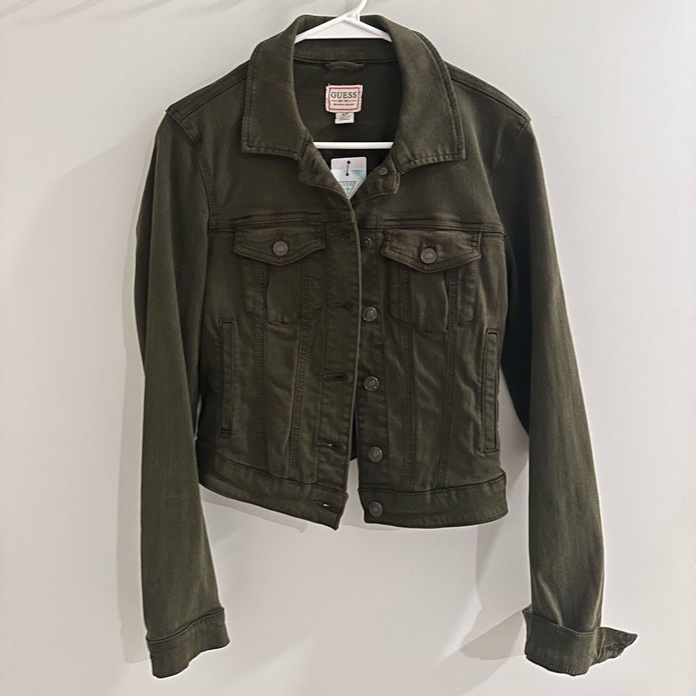 GUESS Women's Dark Green Jean Jacket